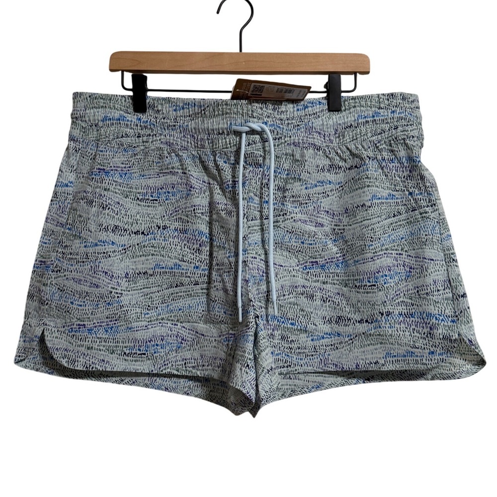 Eddie Bauer Womens Tidal Short Blue Green Print UPF 50+ Drawstring Size L NWT